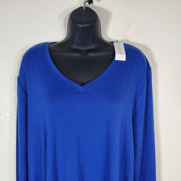 Lane Bryant Womens Blue Long Sleeve V-Neck Tunic Top Size 18/20 NWT - Picture 2 of 11